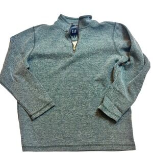 Gap Mens Quarter Zip Pullover Sweater Heathered Green Blue Mock Neck Large Prep